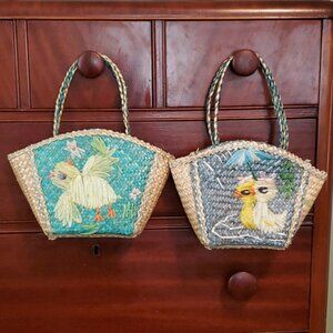 Vintage 2 Easter Baskets OOAK Wicker